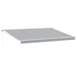 Auvent rétractable anthracite et blanc 5x3 m tissu et aluminium 