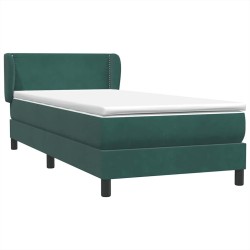 Sommier à lattes de lit et matelas vert foncé 100x210cm velours 