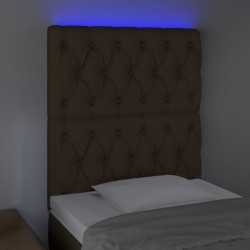 Tête de lit à LED Marron foncé 80x7x118/128 cm Tissu 