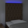 Tête de lit à LED Marron foncé 80x7x118/128 cm Tissu 