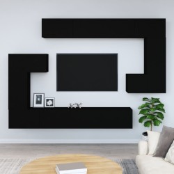 Meuble TV mural Noir Bois d'ingénierie 
