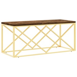 Table basse acier inoxydable et bois massif de récupération 