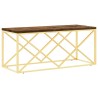 Table basse acier inoxydable et bois massif de récupération 