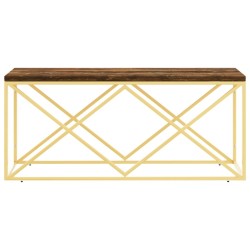Table basse acier inoxydable et bois massif de récupération 