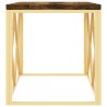 Table basse acier inoxydable et bois massif de récupération 