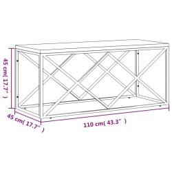 Table basse acier inoxydable et bois massif de récupération 