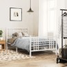 Cadre de lit métal sans matelas et pied de lit blanc 107x203 cm 
