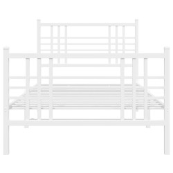 Cadre de lit métal sans matelas et pied de lit blanc 107x203 cm 