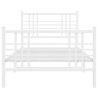 Cadre de lit métal sans matelas et pied de lit blanc 107x203 cm 