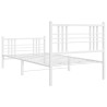 Cadre de lit métal sans matelas et pied de lit blanc 107x203 cm 