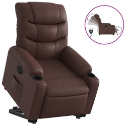 Fauteuil inclinable électrique marron similicuir 