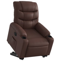 Fauteuil inclinable électrique marron similicuir 