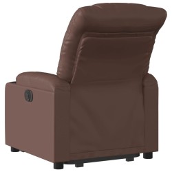 Fauteuil inclinable électrique marron similicuir 