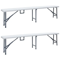 Bancs de jardin pliables lot de 2 180 cm PEHD Blanc 