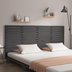 Tête de lit murale Gris 156x3x91,5 cm Bois massif de pin 