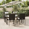 Ensemble à manger de jardin coussins 5pcs Noir Résine tressée 