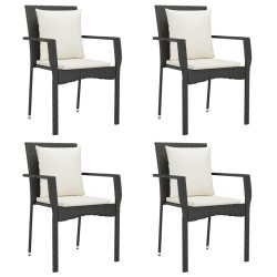 Ensemble à manger de jardin coussins 5pcs Noir Résine tressée 