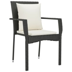 Ensemble à manger de jardin coussins 5pcs Noir Résine tressée 