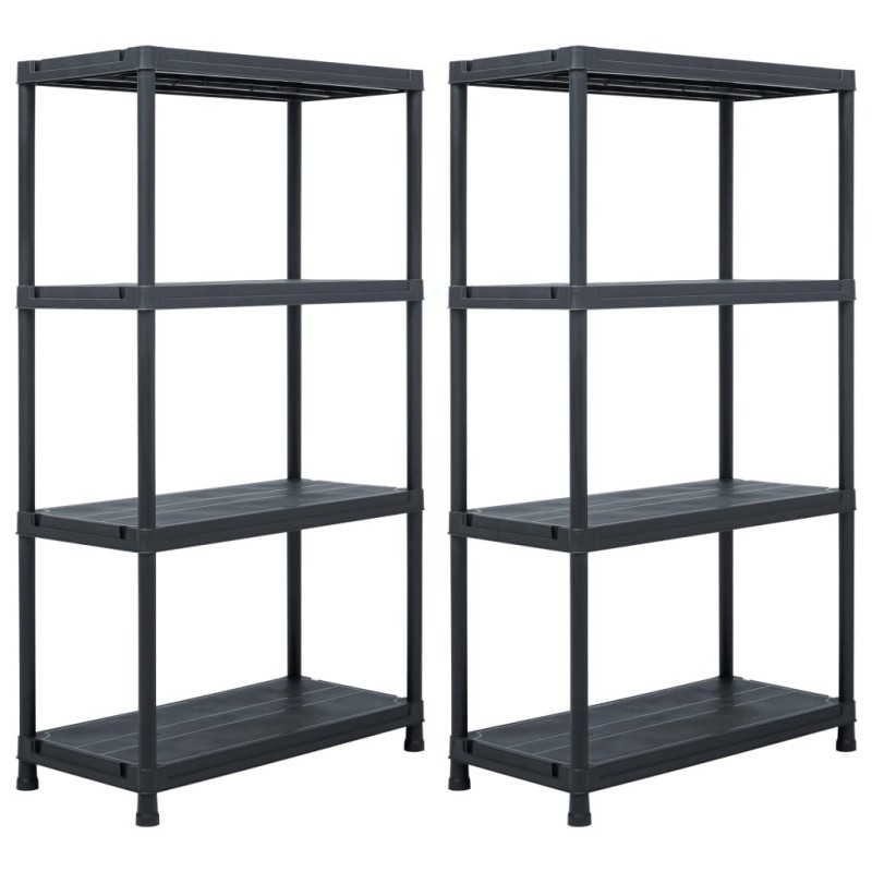 Étagères de rangement 2 pcs Noir 60x30x138 cm Plastique Étagères de rangement 2 pcs Noir 60x30x138 cm Plastique