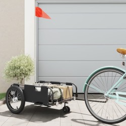 Remorque de vélo noir tissu oxford et fer 