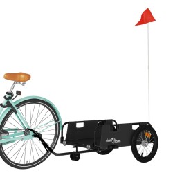Remorque de vélo noir tissu oxford et fer 