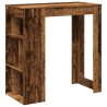 Table de bar avec étagères vieux bois bois d'ingénierie 
