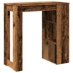Table de bar avec étagères vieux bois bois d'ingénierie 