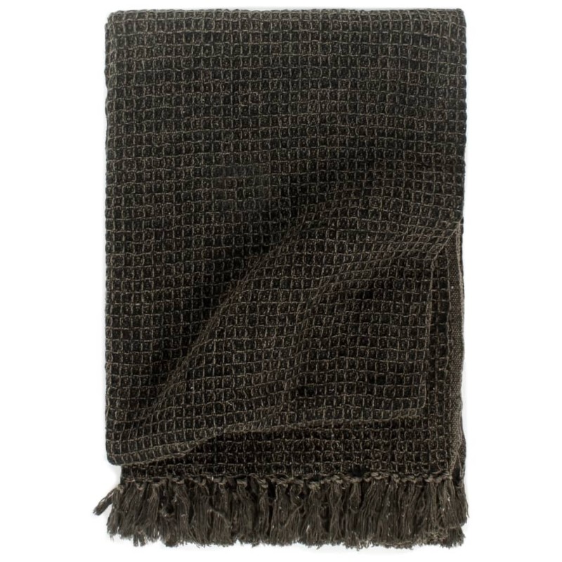 Couverture en coton 125 x 150 cm Anthracite/Marron 
