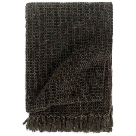 Couverture en coton 125 x 150 cm Anthracite/Marron 