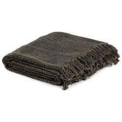 Couverture en coton 125 x 150 cm Anthracite/Marron 