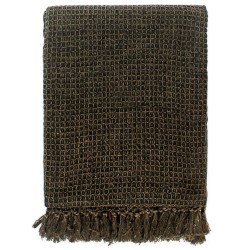 Couverture en coton 125 x 150 cm Anthracite/Marron 