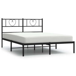 Cadre de lit métal sans matelas avec tête de lit noir 135x190cm 