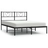 Cadre de lit métal sans matelas avec tête de lit noir 135x190cm 