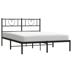 Cadre de lit métal sans matelas avec tête de lit noir 135x190cm 