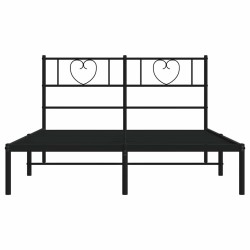 Cadre de lit métal sans matelas avec tête de lit noir 135x190cm 