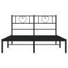 Cadre de lit métal sans matelas avec tête de lit noir 135x190cm 