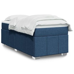 Sommier à lattes de lit avec matelas Bleu 100x200 cm Tissu 
