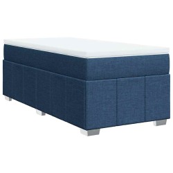 Sommier à lattes de lit avec matelas Bleu 100x200 cm Tissu 