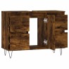 Armoire salle de bain chêne fumé 80x33x60cm bois d'ingénierie 