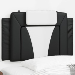Coussin de tête de lit noir et blanc 80 cm similicuir 