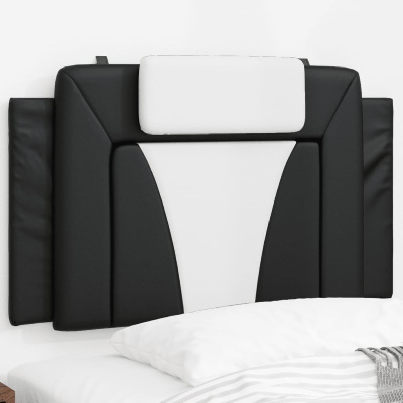 Coussin de tête de lit noir et blanc 80 cm similicuir 