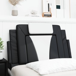 Coussin de tête de lit noir et blanc 80 cm similicuir 