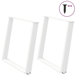 Pieds de table à manger en U 2 pièces Blanc 100 x (72-73) cm Acier 