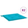 Coussins de chaise de jardin lot de 2 turquoise 50x50x4cm tissu 