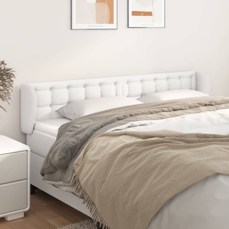 Tête de lit avec oreilles Blanc 163x23x78/88 cm Similicuir 