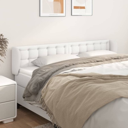 Tête de lit avec oreilles Blanc 163x23x78/88 cm Similicuir 