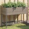 Jardinière avec étagère gris résine tressée 