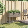 Jardinière avec étagère gris résine tressée 