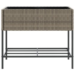 Jardinière avec étagère gris résine tressée 