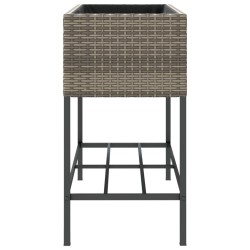 Jardinière avec étagère gris résine tressée 